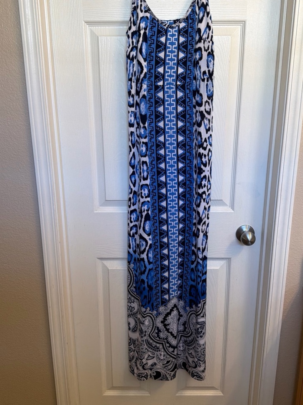 INC International Concepts Blue and White Patterned Maxi Dress